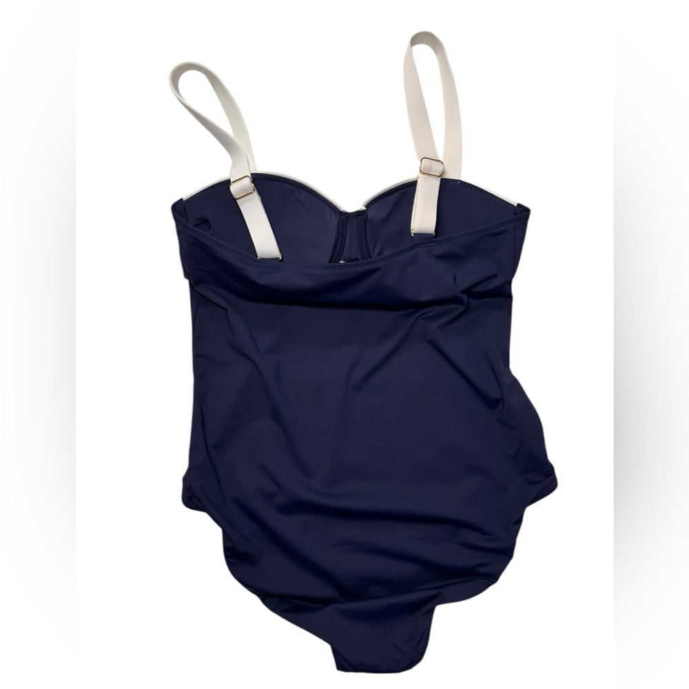 Vineyard Vines Navy White One Piece Swimsuit Underwire Bustier Size M - Picture 3 of 6